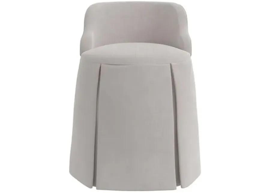 Addie Vanity Stool - Velvet - Gray - Versatile, Comfortable, Functional - Made in The USA