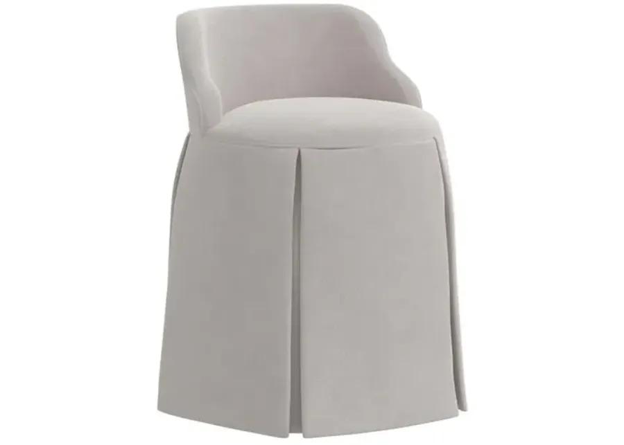 Addie Vanity Stool - Velvet - Gray - Versatile, Comfortable, Functional - Made in The USA