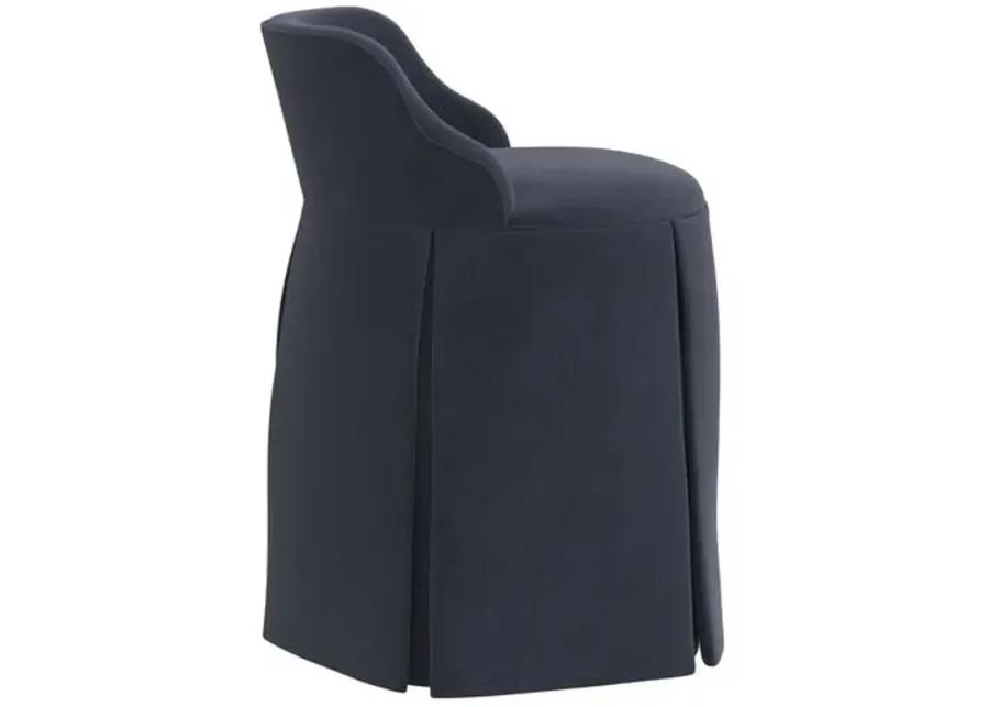 Addie Vanity Stool - Velvet - Blue - Versatile, Comfortable, Functional - Made in The USA