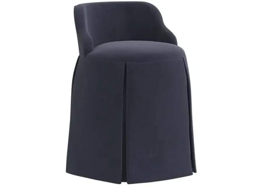 Addie Vanity Stool - Velvet - Blue - Versatile, Comfortable, Functional - Made in The USA