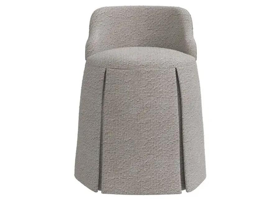 Addie Vanity Stool - Bouclé - Gray - Versatile, Comfortable, Functional - Made in The USA