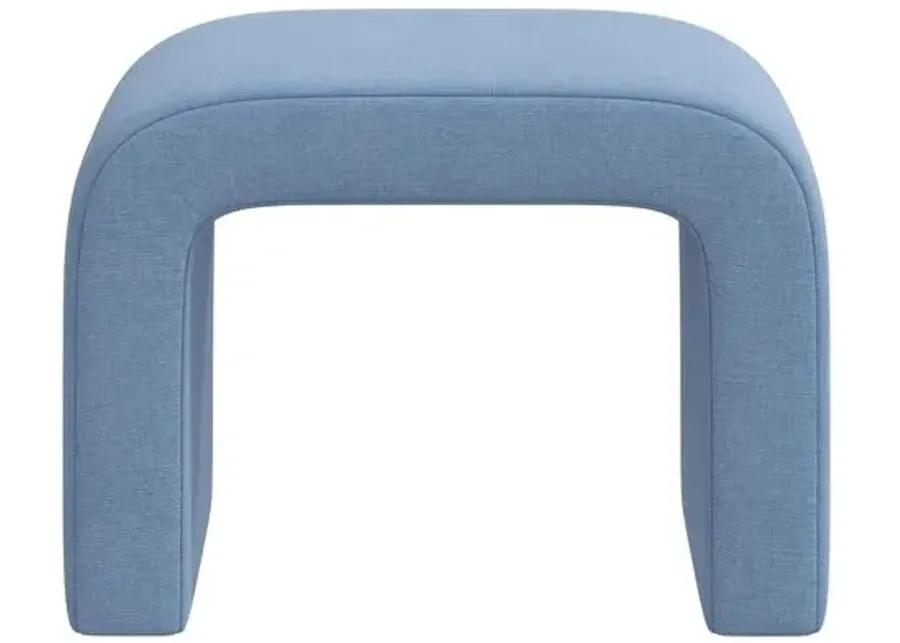 Celia Waterfall Linen Ottoman - Blue