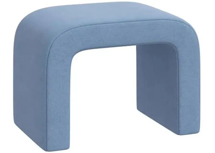 Celia Waterfall Linen Ottoman - Blue