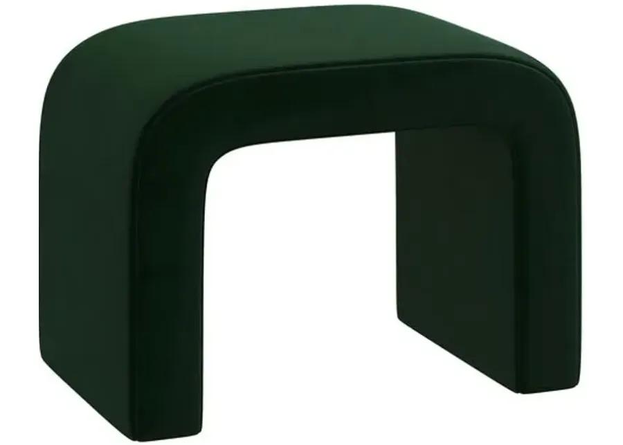 Celia Waterfall Velvet Ottoman - Green