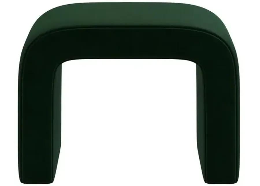 Celia Waterfall Velvet Ottoman - Green