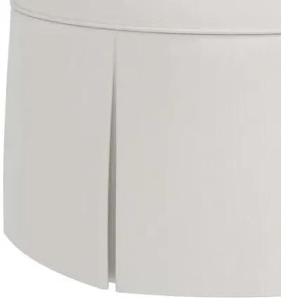 Liza Velvet Skirted Ottoman - White