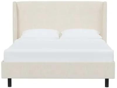 Kelly Wingback Linen Platform Bed - Ivory, No Box Spring Required, Comfortable & Durable