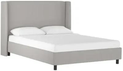 Kelly Wingback Linen Platform Bed - Gray, No Box Spring Required, Comfortable & Durable