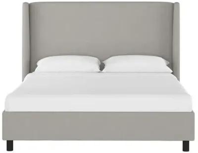 Kelly Wingback Linen Platform Bed - Gray, No Box Spring Required, Comfortable & Durable