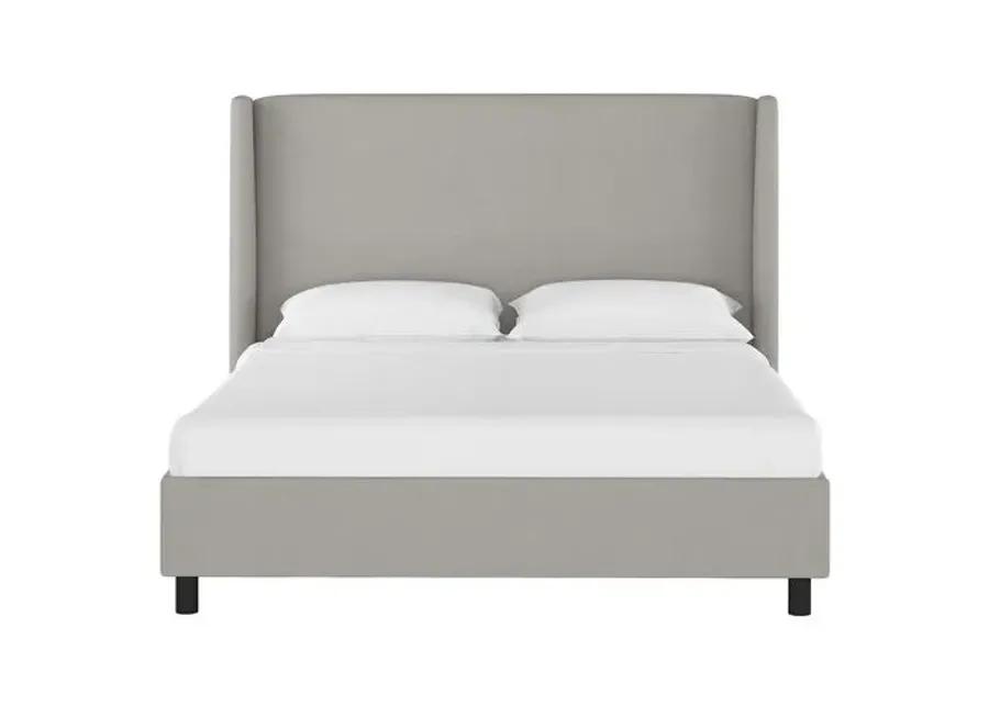 Kelly Wingback Linen Platform Bed - Gray, No Box Spring Required, Comfortable & Durable