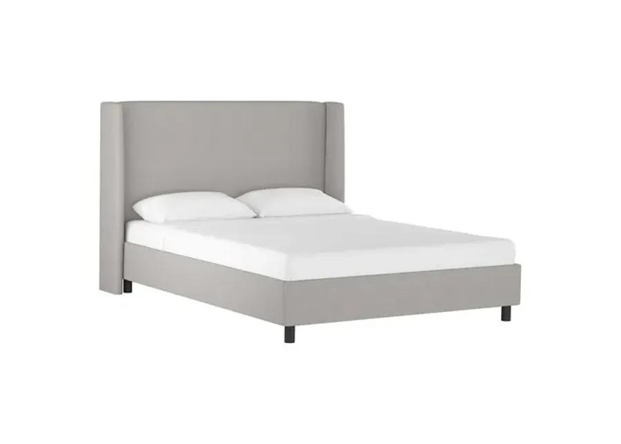 Kelly Wingback Linen Platform Bed - Gray, No Box Spring Required, Comfortable & Durable