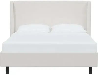 Kelly Velvet Wingback Platform Bed - White, No Box Spring Required, Upholstered, Comfortable & Durable