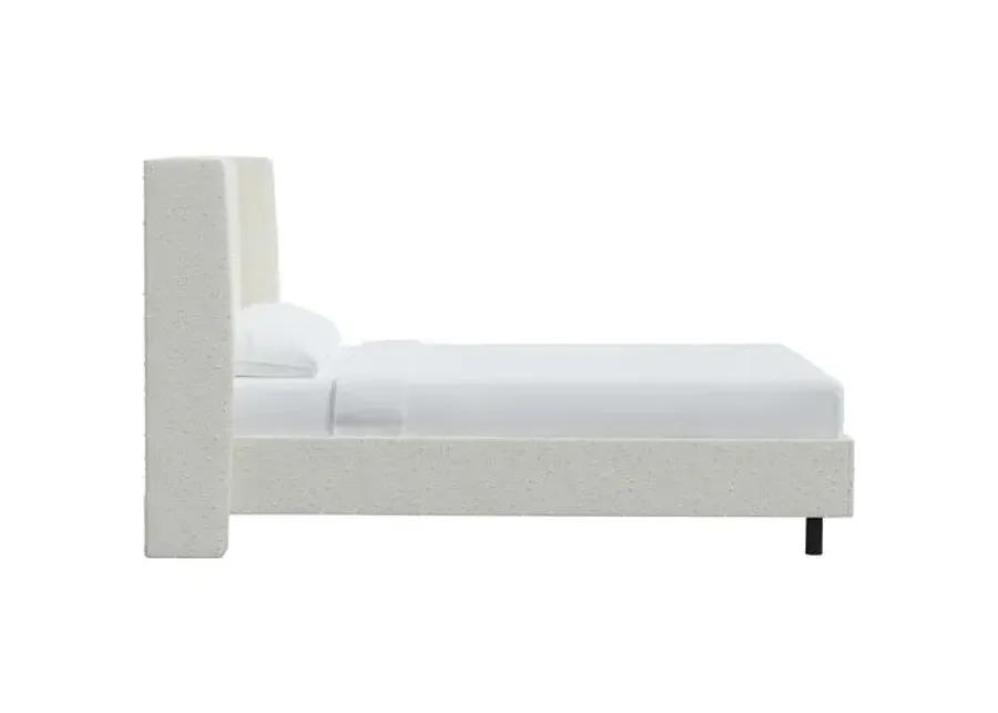 Kelly Boucle Wingback Platform Bed - Boucle - White, No Box Spring Required, Upholstered, Comfortable & Durable