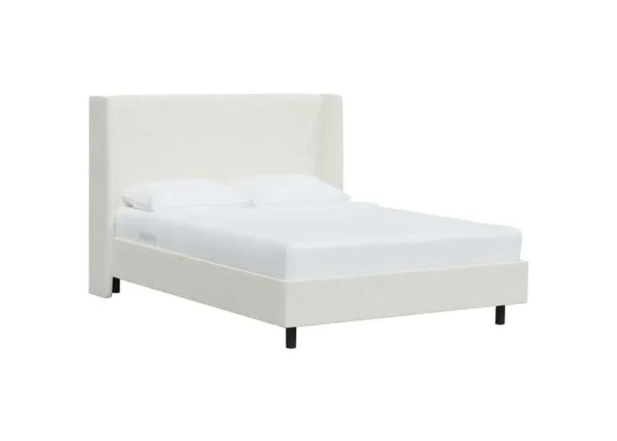 Kelly Boucle Wingback Platform Bed - Boucle - White, No Box Spring Required, Upholstered, Comfortable & Durable