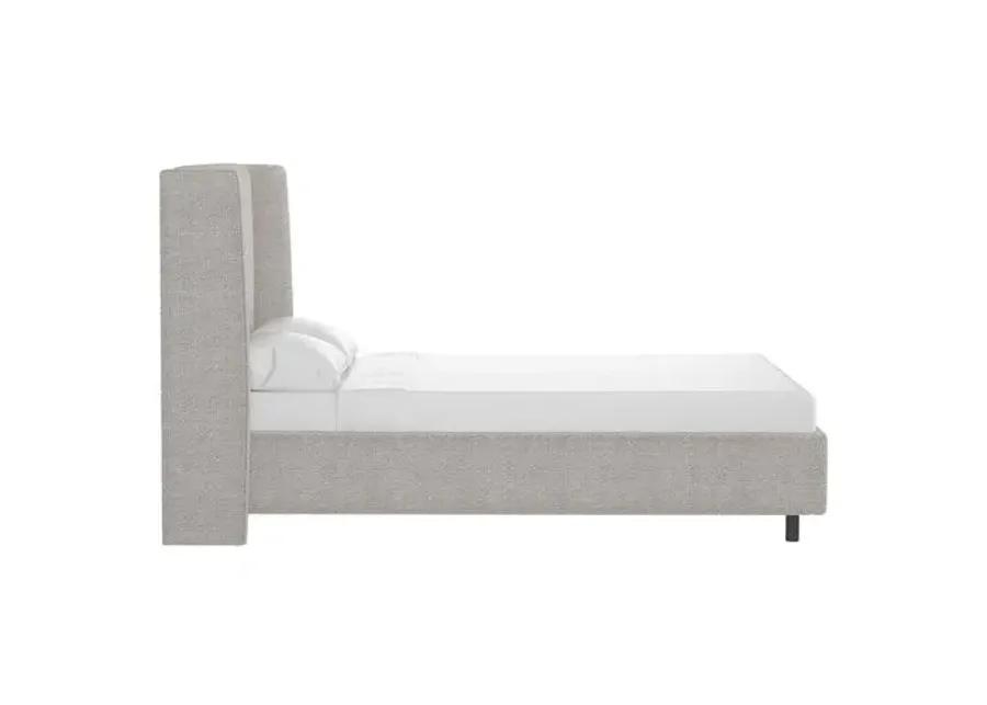 Kelly Boucle Wingback Platform Bed - Boucle - Gray, No Box Spring Required, Upholstered, Comfortable & Durable