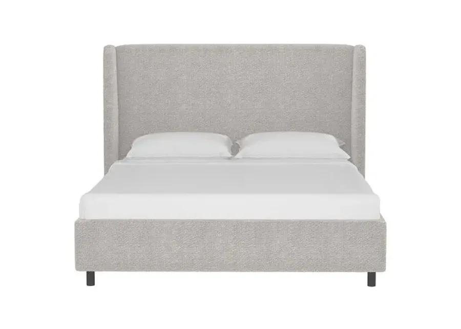 Kelly Boucle Wingback Platform Bed - Boucle - Gray, No Box Spring Required, Upholstered, Comfortable & Durable