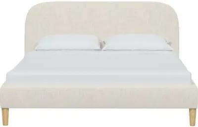 Siena Linen Platform Bed - Ivory - Rounded Headboard Corners, No Box Spring Required