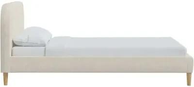 Siena Linen Platform Bed - Ivory - Rounded Headboard Corners, No Box Spring Required