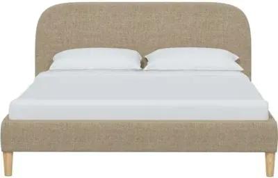 Siena Linen Platform Bed - Brown - Rounded Headboard Corners, No Box Spring Required