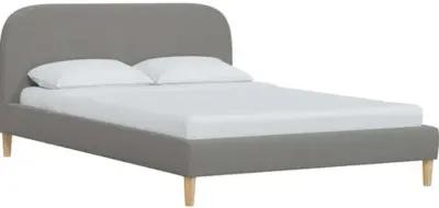 Siena Linen Platform Bed - Gray - Rounded Headboard Corners, No Box Spring Required