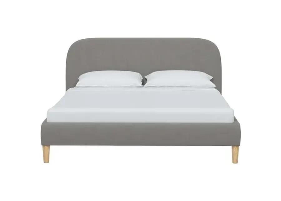 Siena Linen Platform Bed - Gray - Rounded Headboard Corners, No Box Spring Required