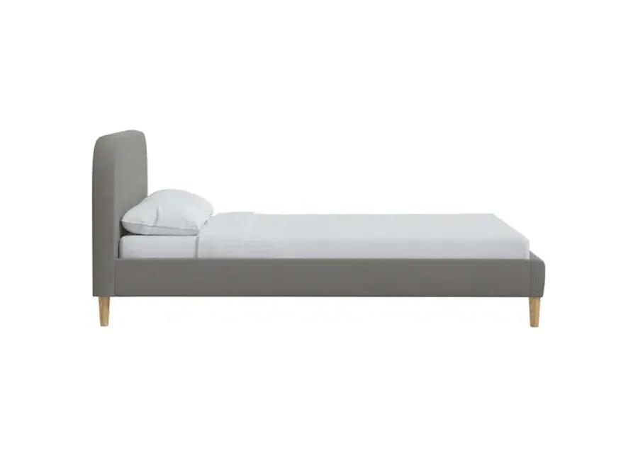 Siena Linen Platform Bed - Gray - Rounded Headboard Corners, No Box Spring Required