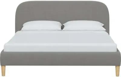 Siena Linen Platform Bed - Gray - Rounded Headboard Corners, No Box Spring Required