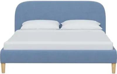 Siena Linen Platform Bed - Blue - Rounded Headboard Corners, No Box Spring Required