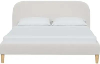 Siena Velvet Platform Bed - White - Rounded Headboard Corners