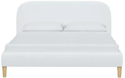 Siena Linen Platform Bed - White - Rounded Headboard Corners, No Box Spring Required