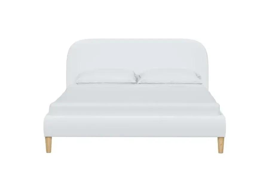 Siena Linen Platform Bed - White - Rounded Headboard Corners, No Box Spring Required