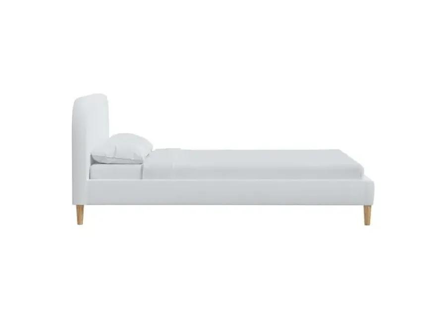 Siena Linen Platform Bed - White - Rounded Headboard Corners, No Box Spring Required