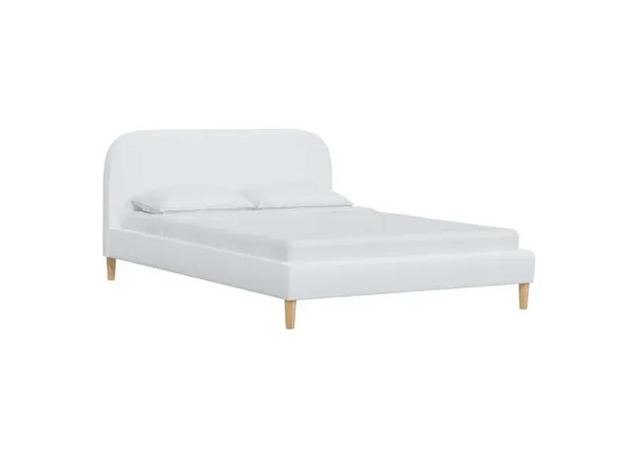 Siena Linen Platform Bed - White - Rounded Headboard Corners, No Box Spring Required