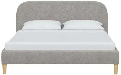 Siena Bouclé Platform Bed - Gray - Rounded Headboard Corners, No Box Spring Required