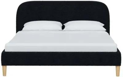 Siena Bouclé Platform Bed - Blue - Rounded Headboard Corners, No Box Spring Required