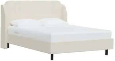 Aurora Linen Wingback Platform Bed - Ivory, No Box Spring Required, Comfortable & Durable