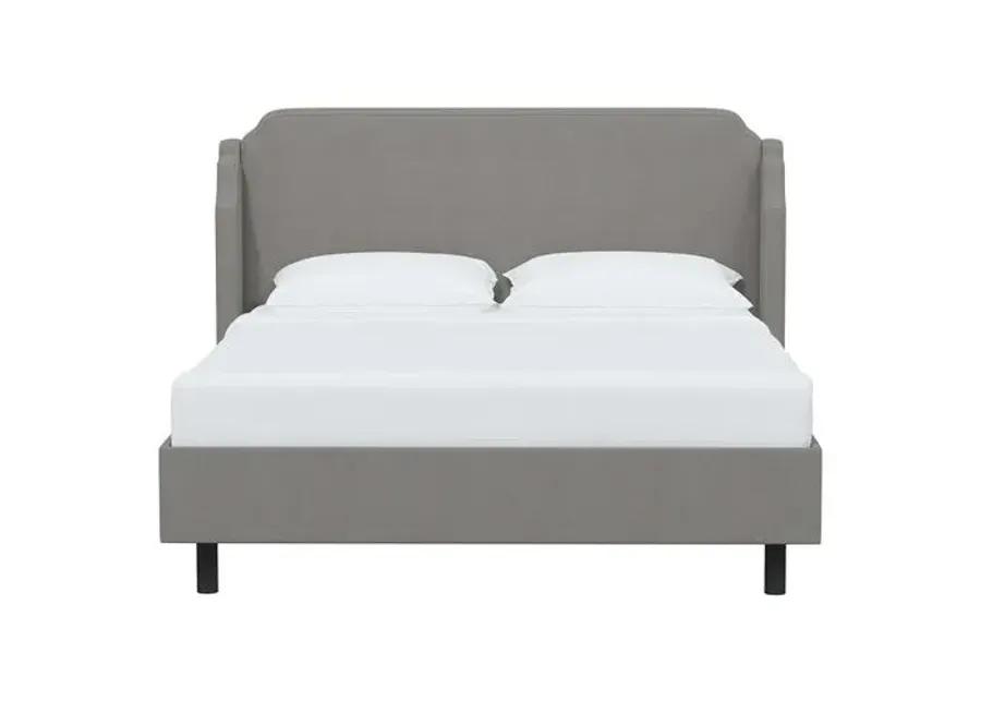 Aurora Linen Wingback Platform Bed - Gray, No Box Spring Required, Comfortable & Durable