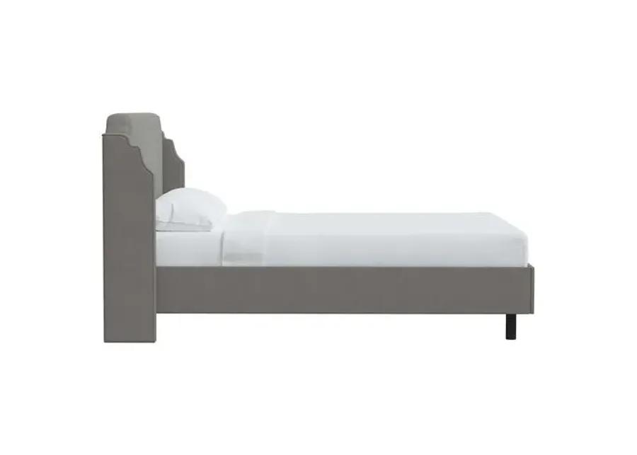 Aurora Linen Wingback Platform Bed - Gray, No Box Spring Required, Comfortable & Durable