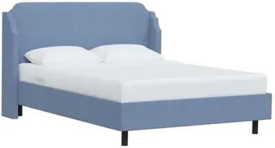 Aurora Linen Wingback Platform Bed - Blue, No Box Spring Required, Comfortable & Durable