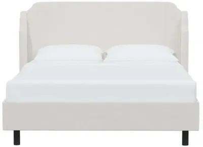 Aurora Velvet Wingback Platform Bed - White, No Box Spring Required, Upholstered, Comfortable & Durable