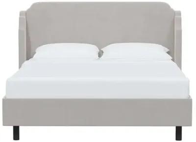 Aurora Velvet Wingback Platform Bed - Gray, No Box Spring Required, Upholstered, Comfortable & Durable