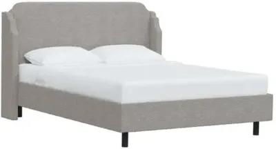 Aurora Bouclé Wingback Platform Bed - Gray, No Box Spring Required, Upholstered, Comfortable & Durable