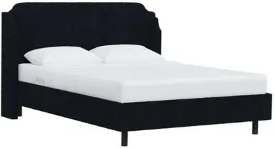 Aurora Bouclé Wingback Platform Bed - Blue, No Box Spring Required, Upholstered, Comfortable & Durable