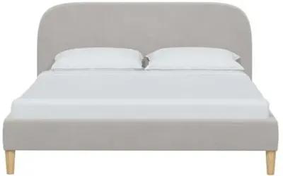 Siena Velvet Platform Bed - Gray - Rounded Headboard Corners