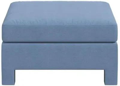 Bryn Linen Upholstered Ottoman - Blue