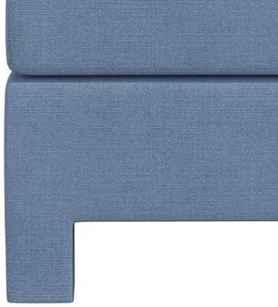 Bryn Linen Upholstered Ottoman - Blue