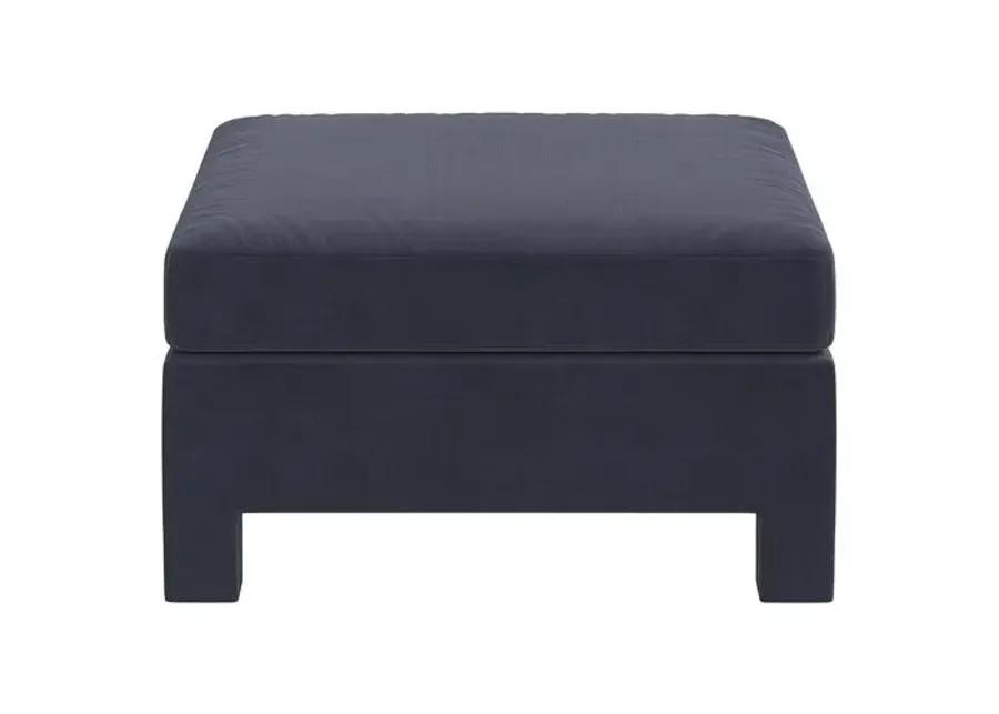 Bryn Velvet Upholstered Ottoman - Blue