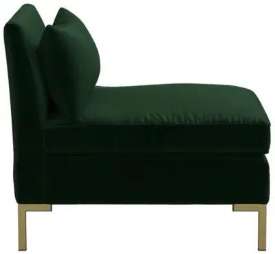 Marceau Velvet Slipper Chair - Handcrafted - Green