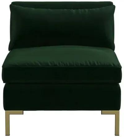 Marceau Velvet Slipper Chair - Handcrafted - Green