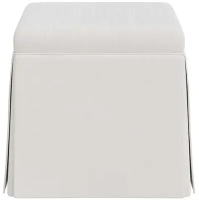 Anne Velvet Skirted Storage Ottoman - White